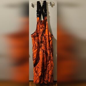 Field & Stream Realtree Camo Insulated Bib Overalls Blaze Orange Hunting Men's L